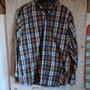 Men's Plaid Button-Down Shirt - Blue and Brown
